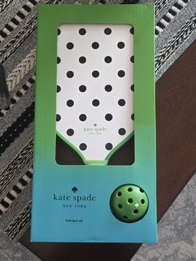 kate Spade Polka Dot Pickleball Paddles with Green Trim and Ball